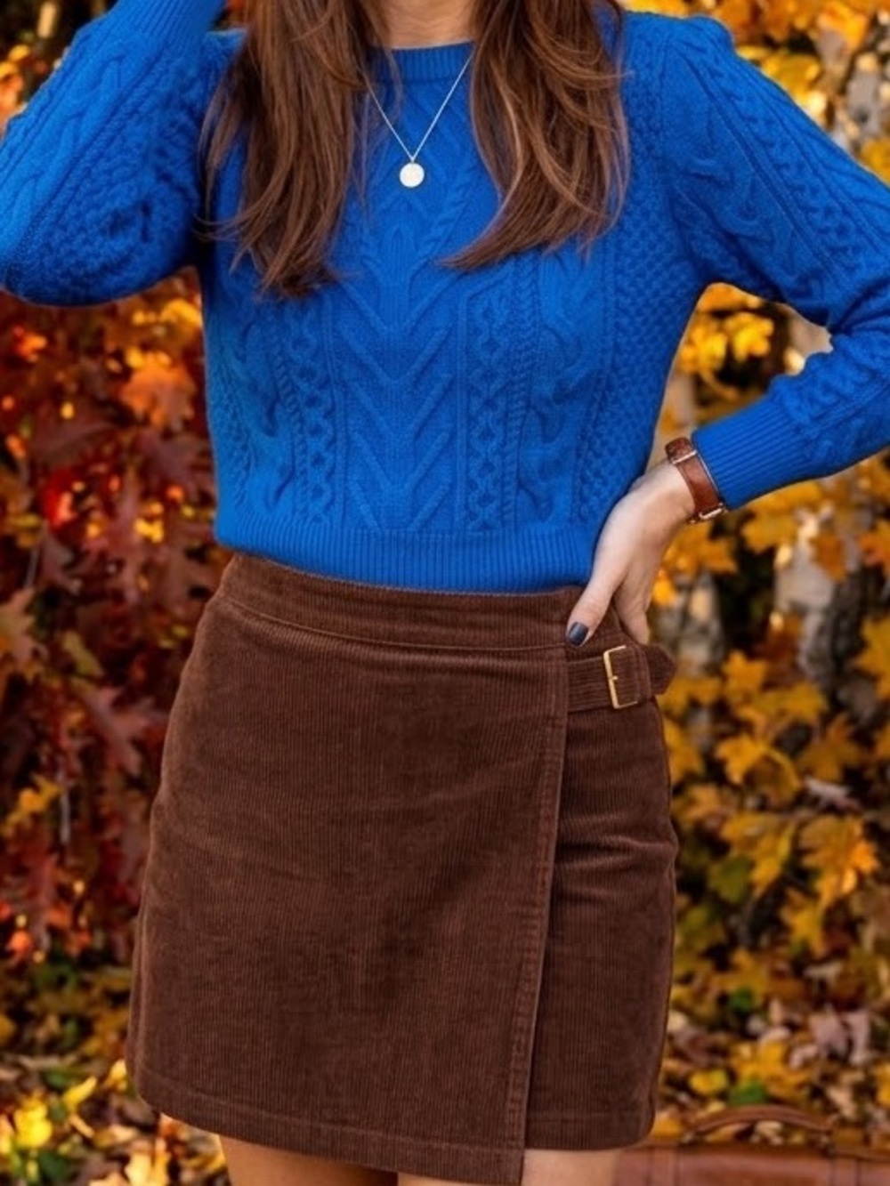 Favorite Daughter Esther Cable Knit Crewneck Sweater Large Sapphire